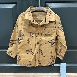 Cat & Jack wrinkle resistant long sleeve button down dinosaurs 18 Months